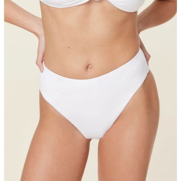 Andie Swim 90s High Waisted Cheeky Swimsuit Bikini Bottom Rose Pink Eco Nylon XL - Picture 6 of 8